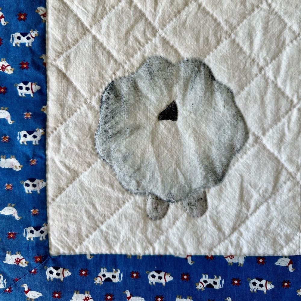 Hand Quilted Lamb Baby Quilt - Picture 3 of 5